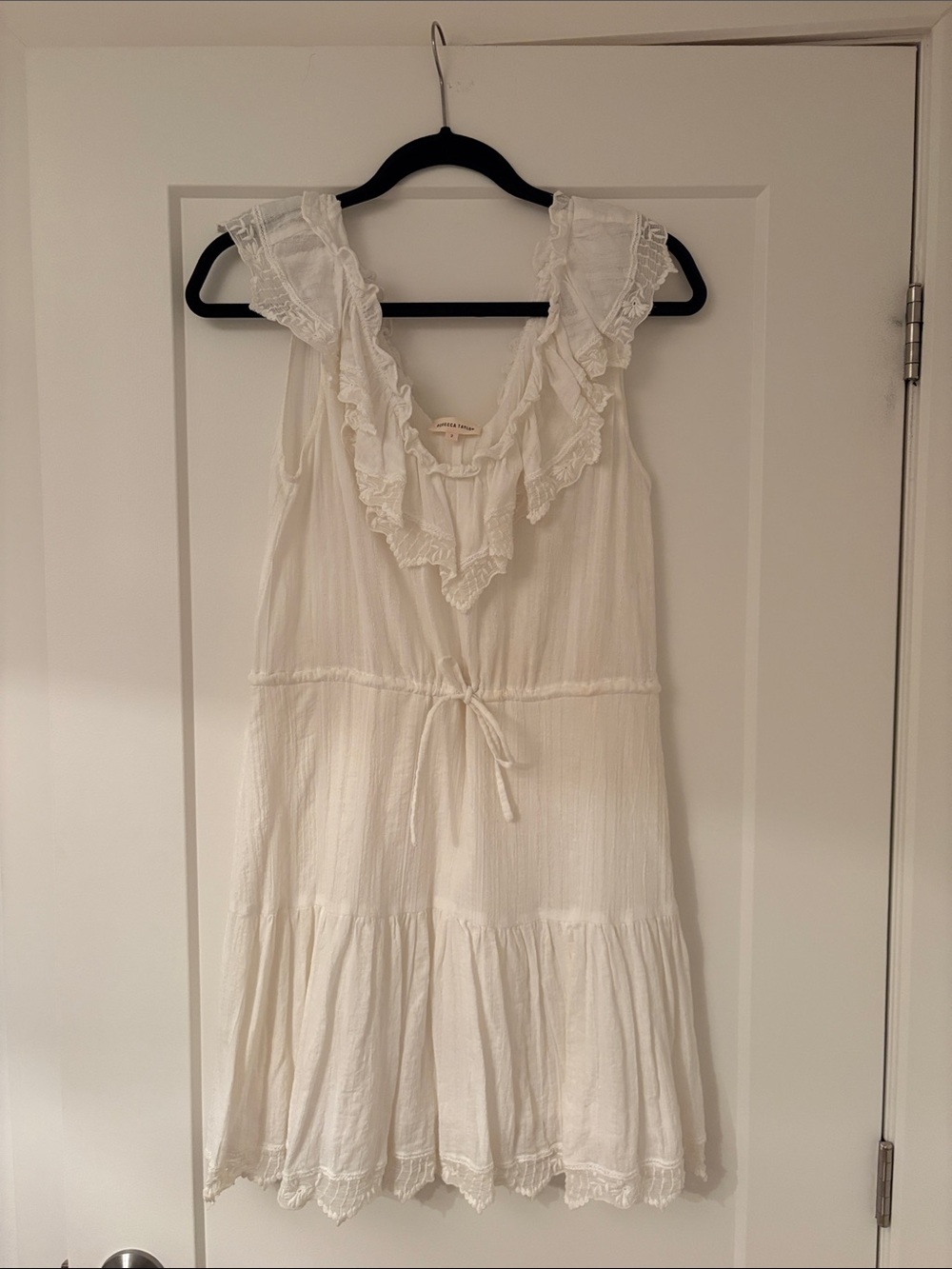Rebecca Taylor White Ruffle-Trim Mini Dress